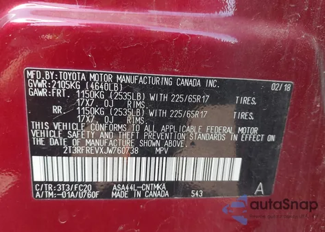 2018 Toyota Rav4 Xle from USA, damaged, VIN 2T3RFREVXJW760738